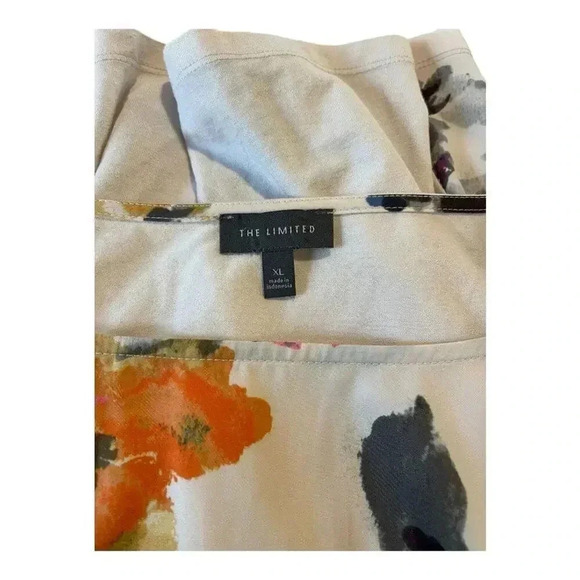 The Limited Women’s XL Cream Floral Silky Elbow Sleeve Top - Picture 4 of 4